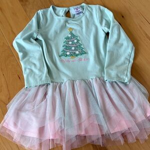 Mint Green Christmas Tree Dress with Pink Tulle Skirt